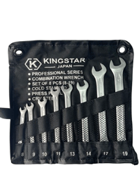 ست آچار یکسر تخت یکسر رینگ 8 عددی kingstar