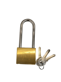 قفل آویز میله بلند ساده برنجی کلید ساده سایز 50 میلی متر گیرا مدل 016